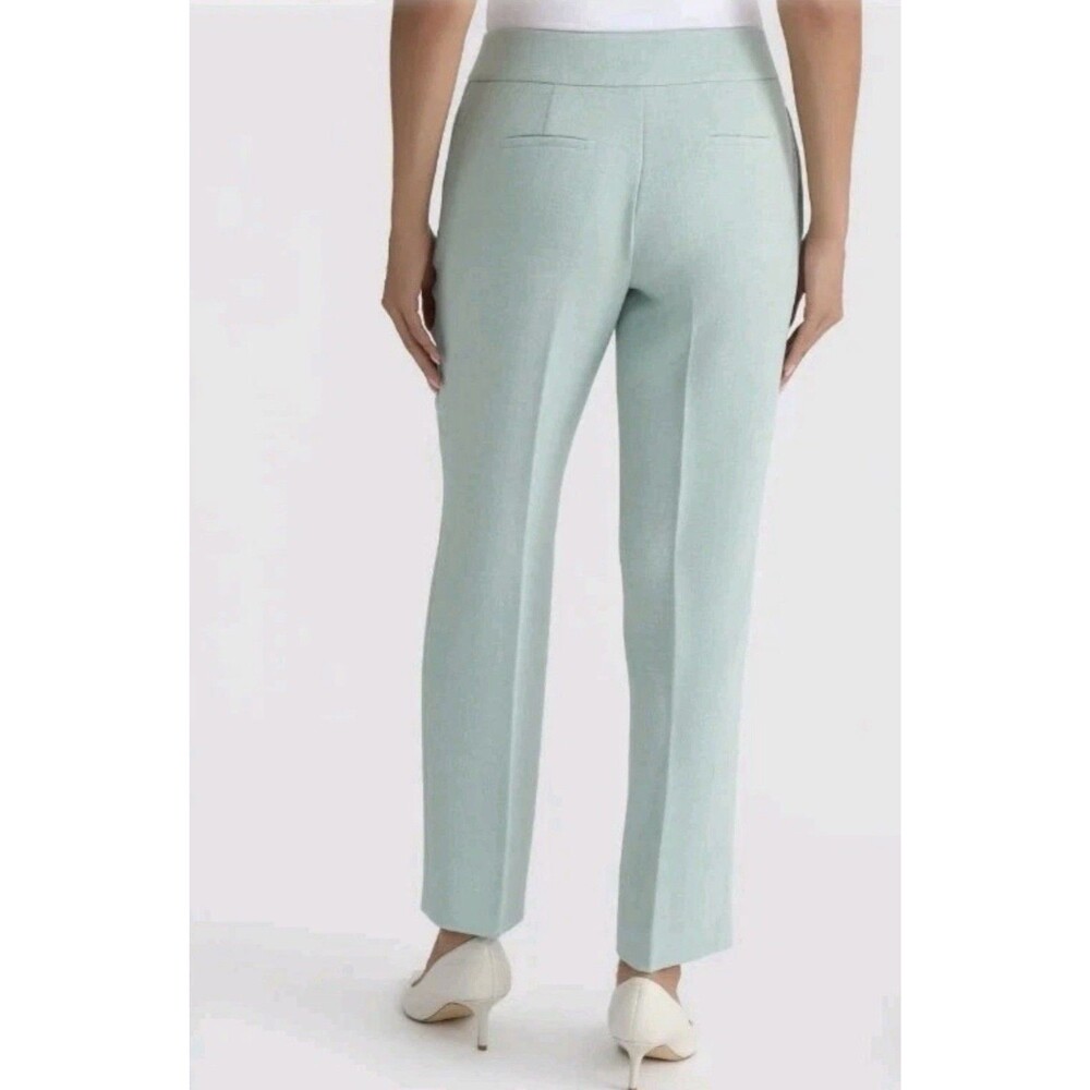 Kasper Women’s Green Stretch Slim Fit Flat Front Straight Leg Dress Pants 12 - Picture 3 of 11